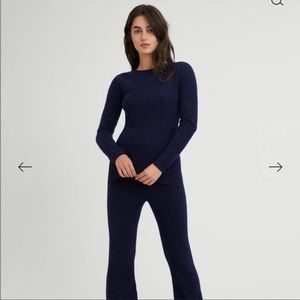 Something Navy wide leg cashemere sweater set